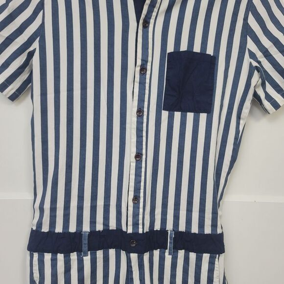 RomperJack Blue And White Striped Romper, Medium - Picture 7 of 12